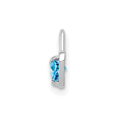 14k White Gold December Synthetic Birthstone Heart Charm