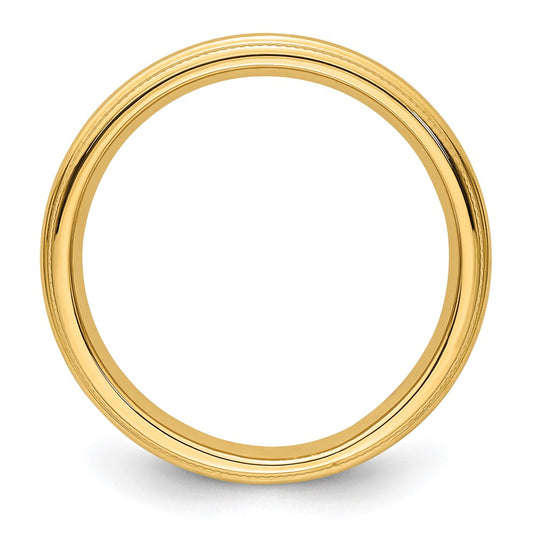 14k Yellow Gold 3mm Milgrain Half Round Comfort Fit Wedding Band Size 9