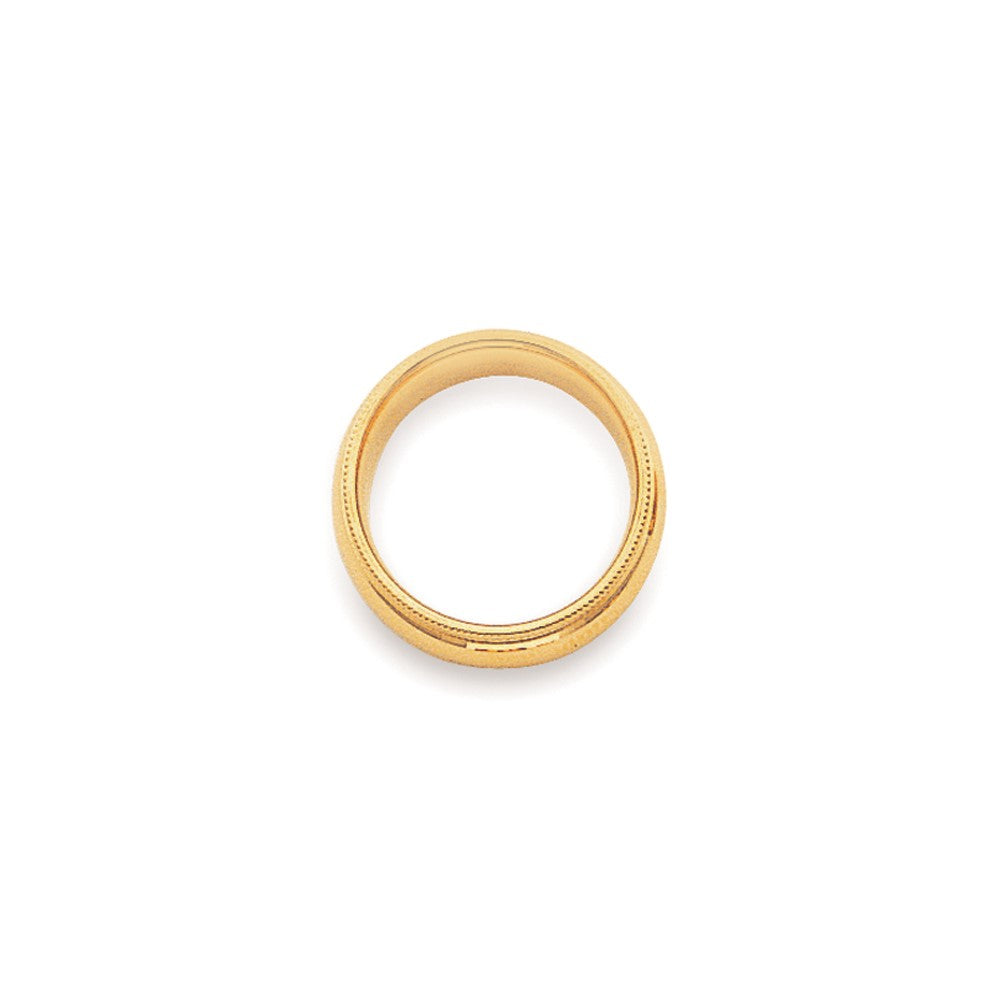 14k Yellow Gold 4mm Milgrain Half Round Comfort Fit Wedding Band Size 8