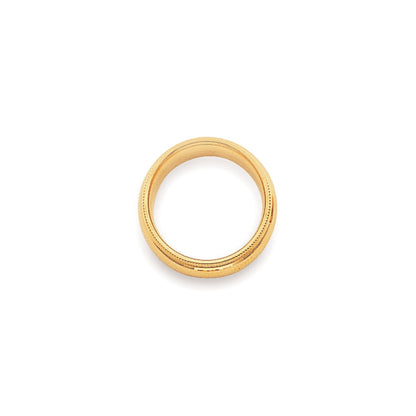 14k Yellow Gold 4mm Milgrain Half Round Comfort Fit Wedding Band Size 8