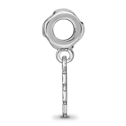 Sterling Silver Rhodium-plated LogoArt New York Mets NY on Heart Bead
