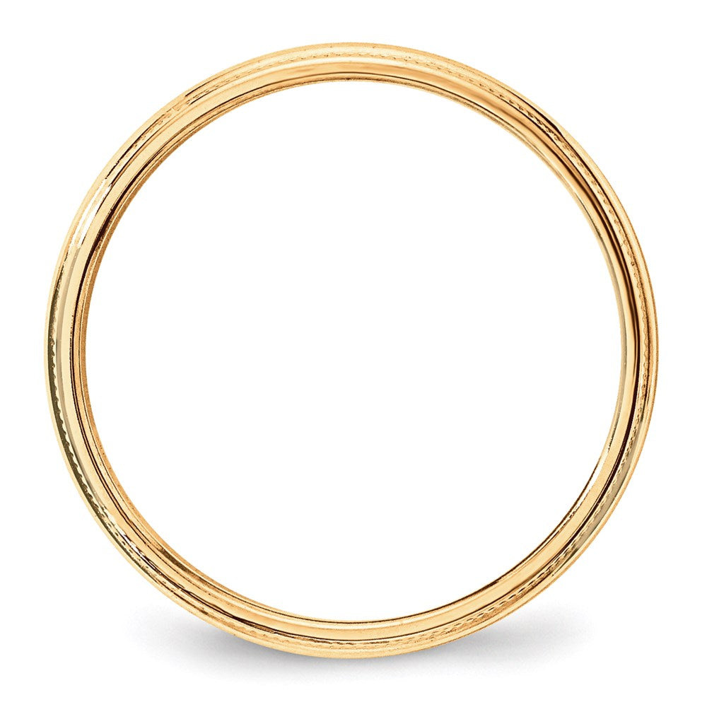 14k Yellow Gold 3mm Lightweight Milgrain Half Round Wedding Band Size 4.5