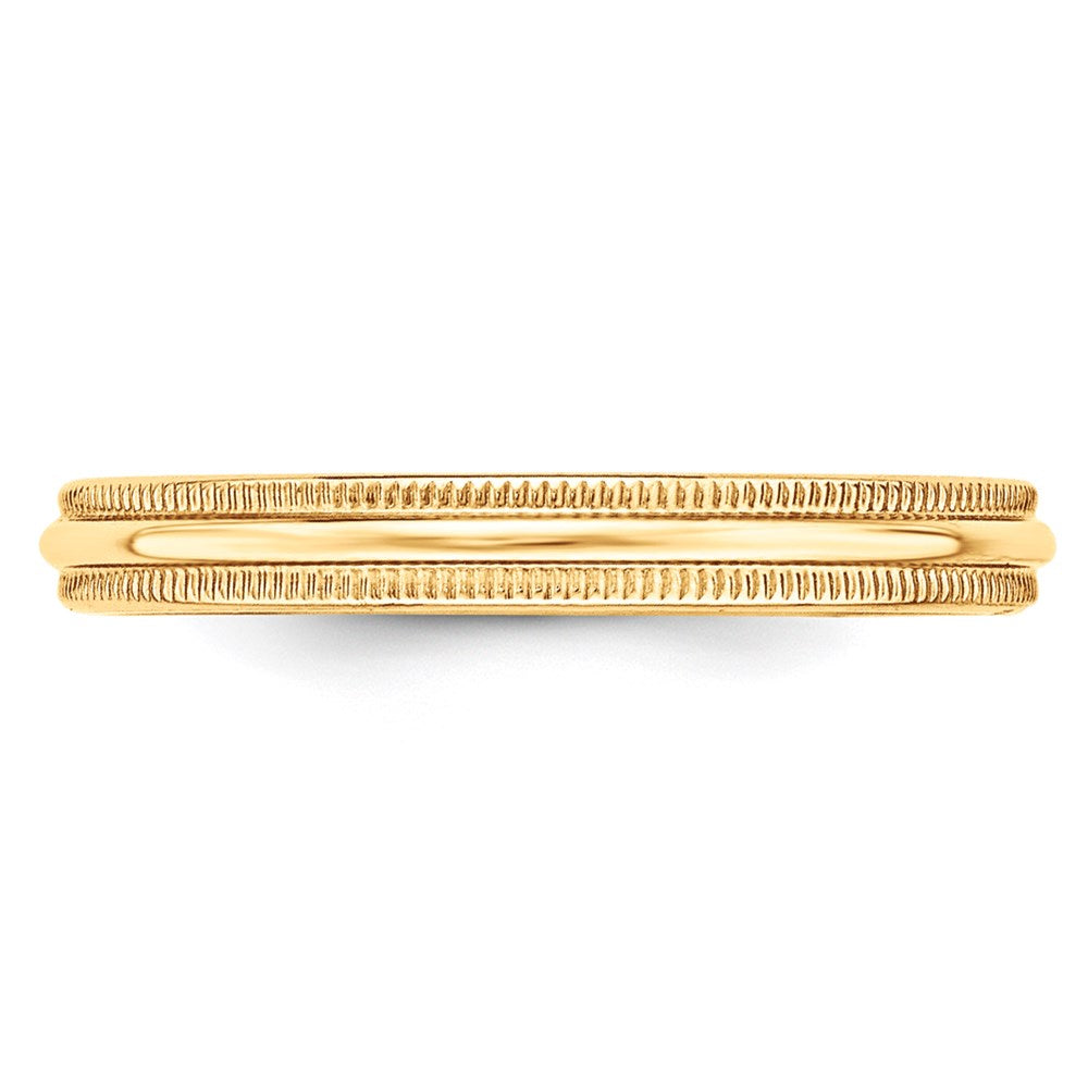 14k Yellow Gold 3mm Lightweight Milgrain Half Round Wedding Band Size 4.5