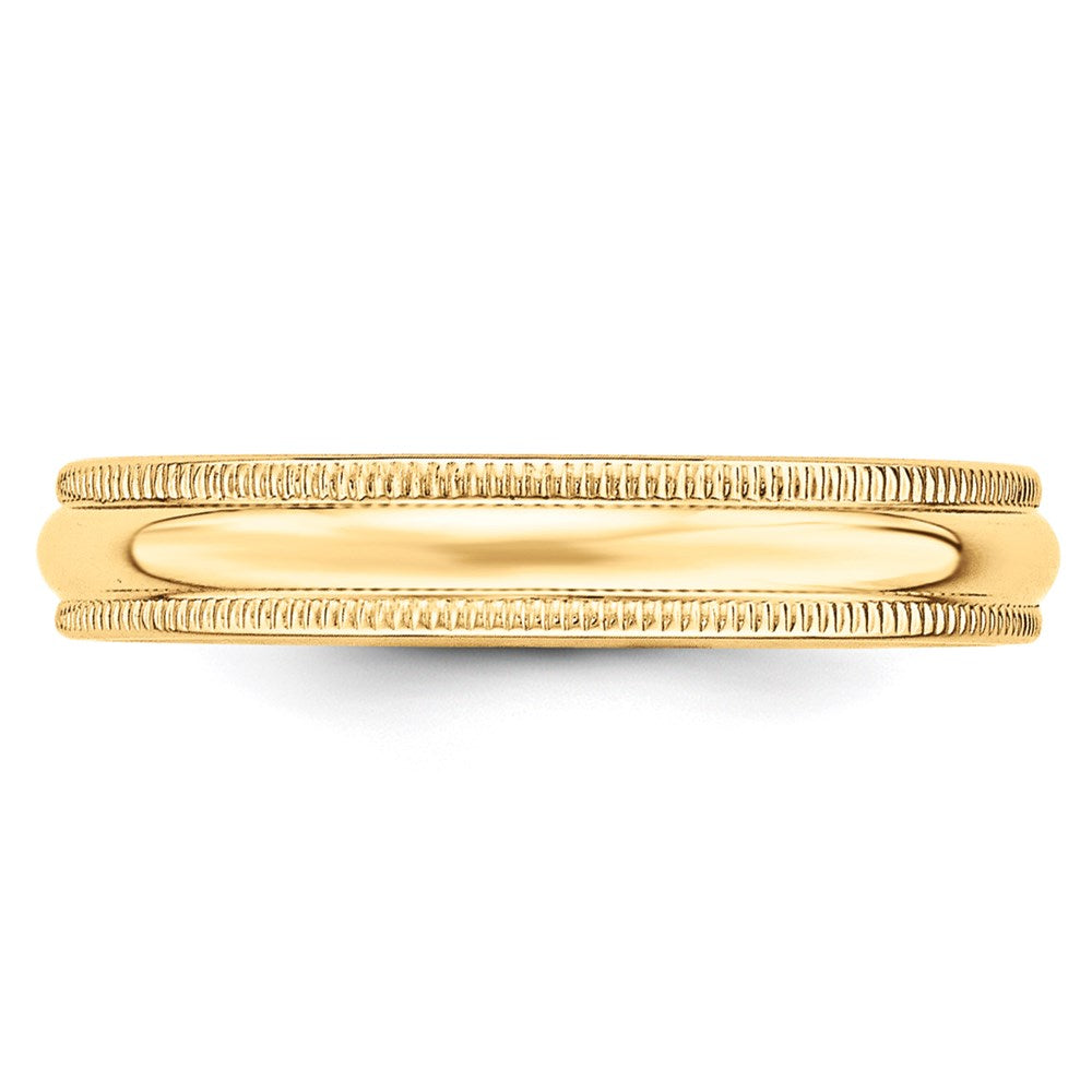 14k Yellow Gold 4mm Lightweight Milgrain Half Round Wedding Band Size 4.5