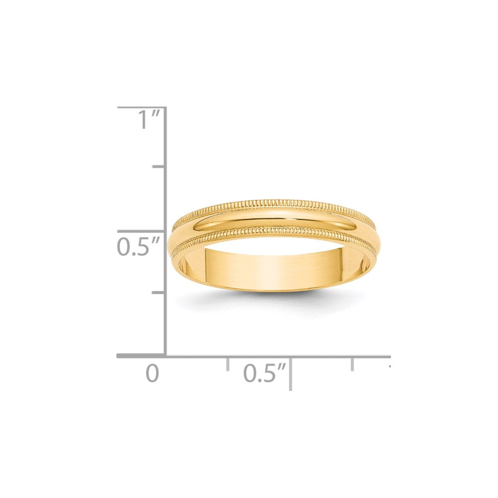 14k Yellow Gold 4mm Lightweight Milgrain Half Round Wedding Band Size 5.5