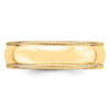 14k Yellow Gold 6mm Lightweight Milgrain Half Round Wedding Band Size 10.5