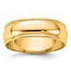 14k Yellow Gold 6mm Lightweight Milgrain Half Round Wedding Band Size 13