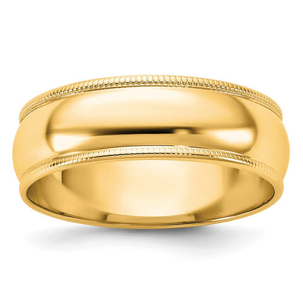 14k Yellow Gold 6mm Lightweight Milgrain Half Round Wedding Band Size 10.5