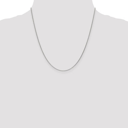 14K White Gold 20 inch 1mm Round Open Link Cable with Lobster Clasp Chain