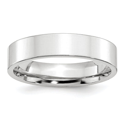 Platinum 5mm Polished Flat Wedding Band Size 10