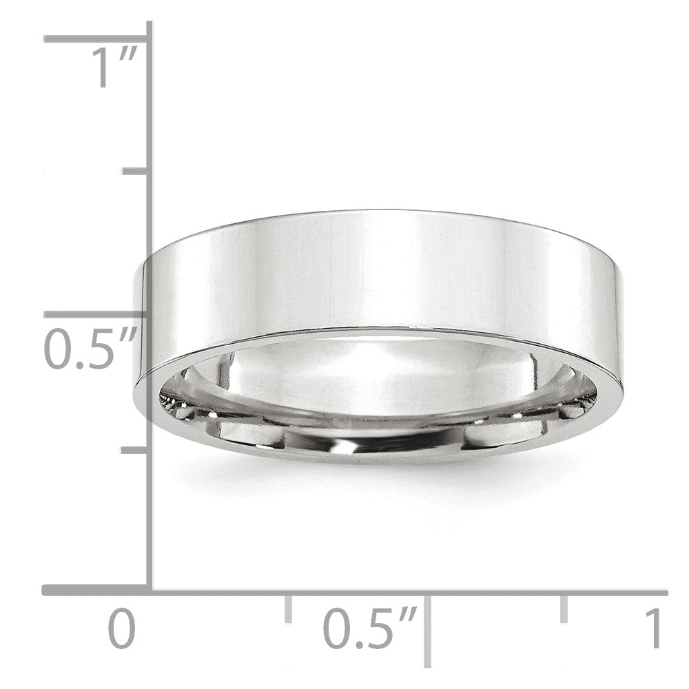 Platinum 6mm Polished Flat Wedding Band Size 10