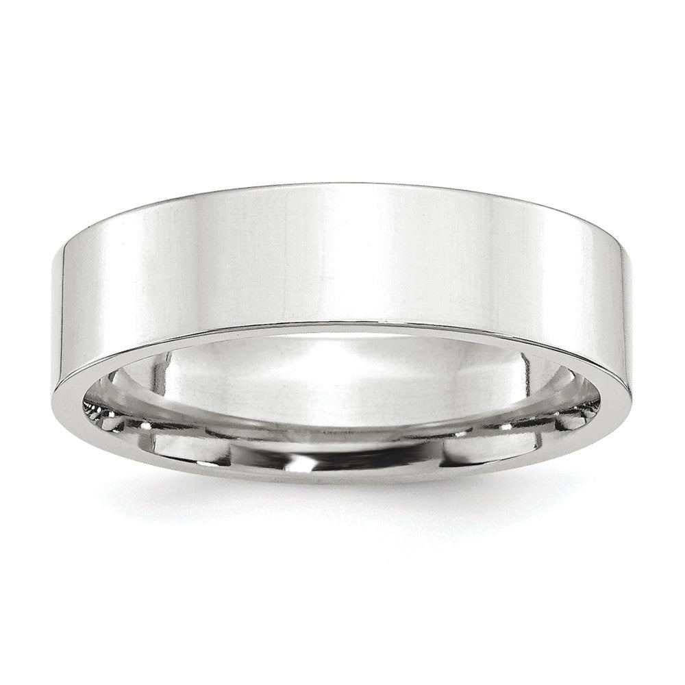 Platinum 6mm Polished Flat Wedding Band Size 10