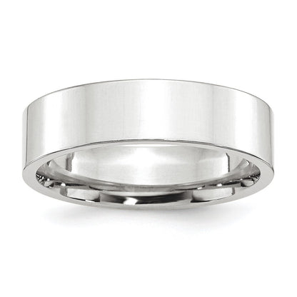 Platinum 6mm Polished Flat Wedding Band Size 10