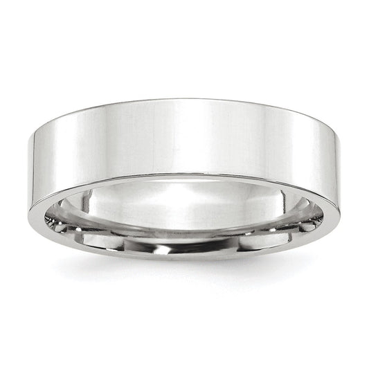 Platinum 6mm Polished Flat Wedding Band Size 10