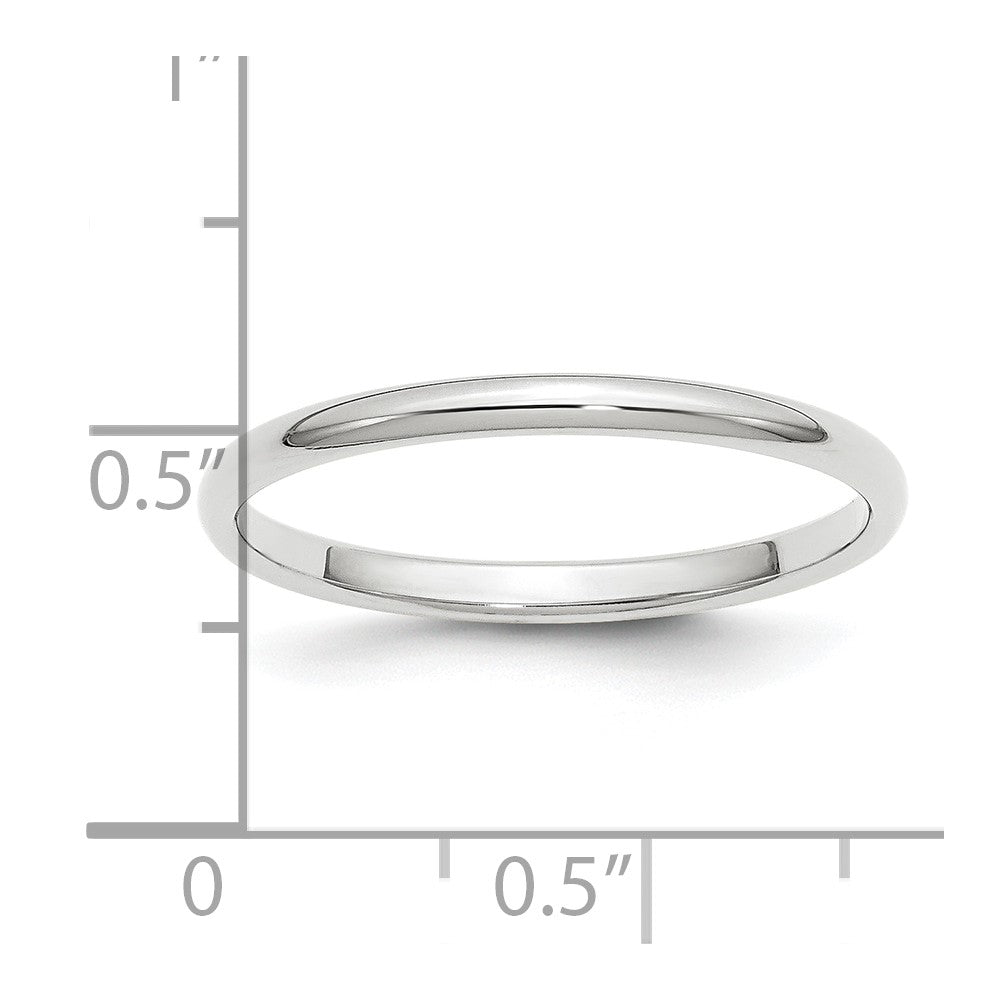 Platinum 2mm Half Round Wedding Band Size 8.5