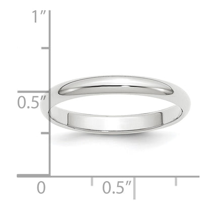 Platinum 3mm Half Round Wedding Band Size 5