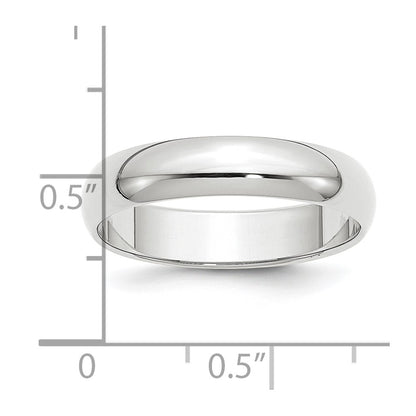 Platinum 5mm Half Round Wedding Band Size 8