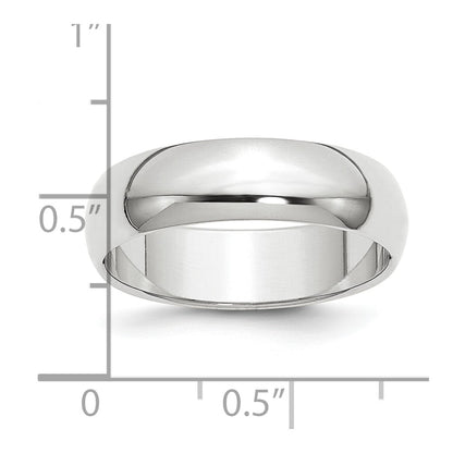 Platinum 6mm Half Round Wedding Band Size 12
