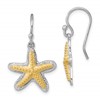 Sterling Silver Rhodium-plated Polished Gold-tone Star Fish Dangle Earrings