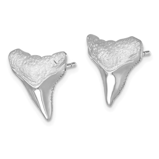 Sterling Silver Rhodium-Plated Polished Bull Shark Post Earrings