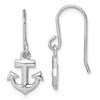 Sterling Silver Rhodium-Plated Polished Anchor Dangle Earrings