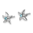 Sterling Silver Rhodium-plated Polished Crystal Starfish Post Earrings