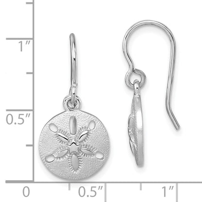 Sterling Silver Rhodium-plated Polished Sand Dollar Dangle Earrings