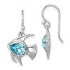 Sterling Silver Rhodium-plated Polished Blue Crystal Angel Fish Dangle Earr