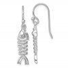 Sterling Silver Rhodium-plated Polished Crystal Eye Bonefish Dangle Earring