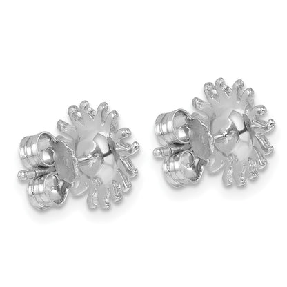 Sterling Silver Rhodium-plated Polished Crystal Inlay Hummingbird Dangle Earrings