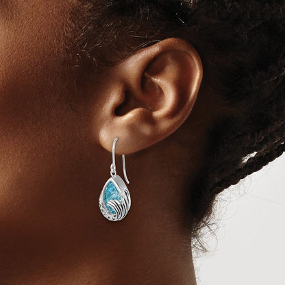 Sterling Silver Rhodium-plated Crystal Mermaid Tail Dangle Earrings