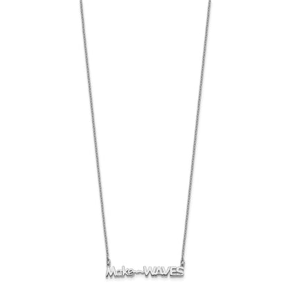 Sterling Silver Rhodium-Plated 'Make Waves' 16 inch with a 1.5 inch extention Necklace