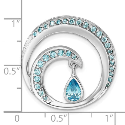 Sterling Silver Rhodium-Plated Polished CZ Wave Chain Slide