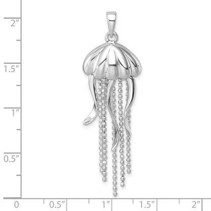 Sterling Silver Rhodium-plated Polished Moveable Jelly Fish Pendant