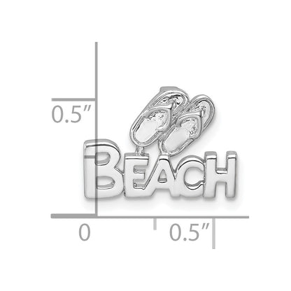 Sterling Silver Rh-Plated Polished Double Flipflop & 'Beach' Chain Slide