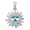 Sterling Silver Rhodium-Plated Polished Blue Crystal Sun Pendant