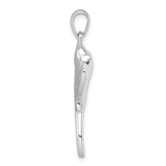 Sterling Silver Rhodium-plated Polished CZ Sting Ray Pendant