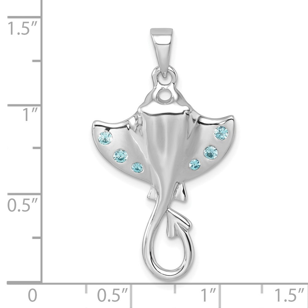 Sterling Silver Rhodium-plated Polished CZ Sting Ray Pendant