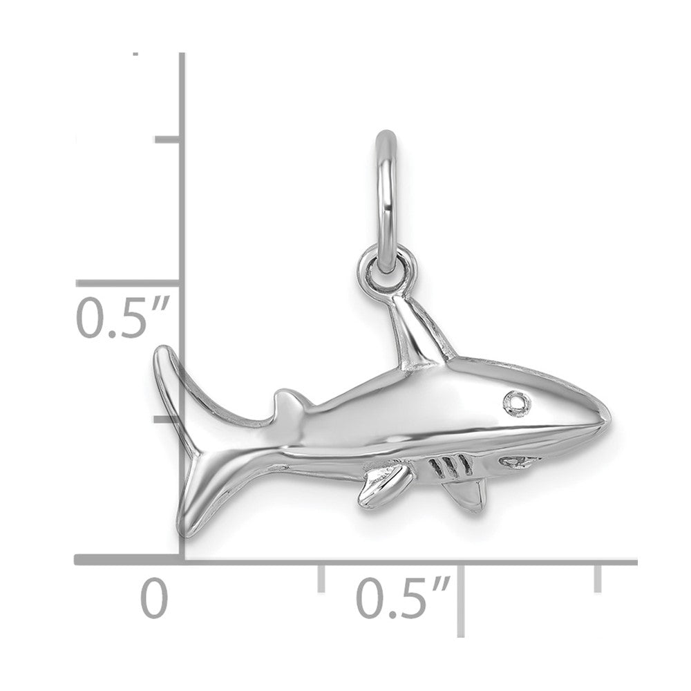 Sterling Silver Rhodium-Plated Polished Shark Pendant