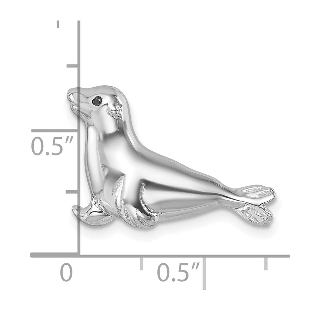 Sterling Silver Rhodium-plated Polished Sea Lion Pendant
