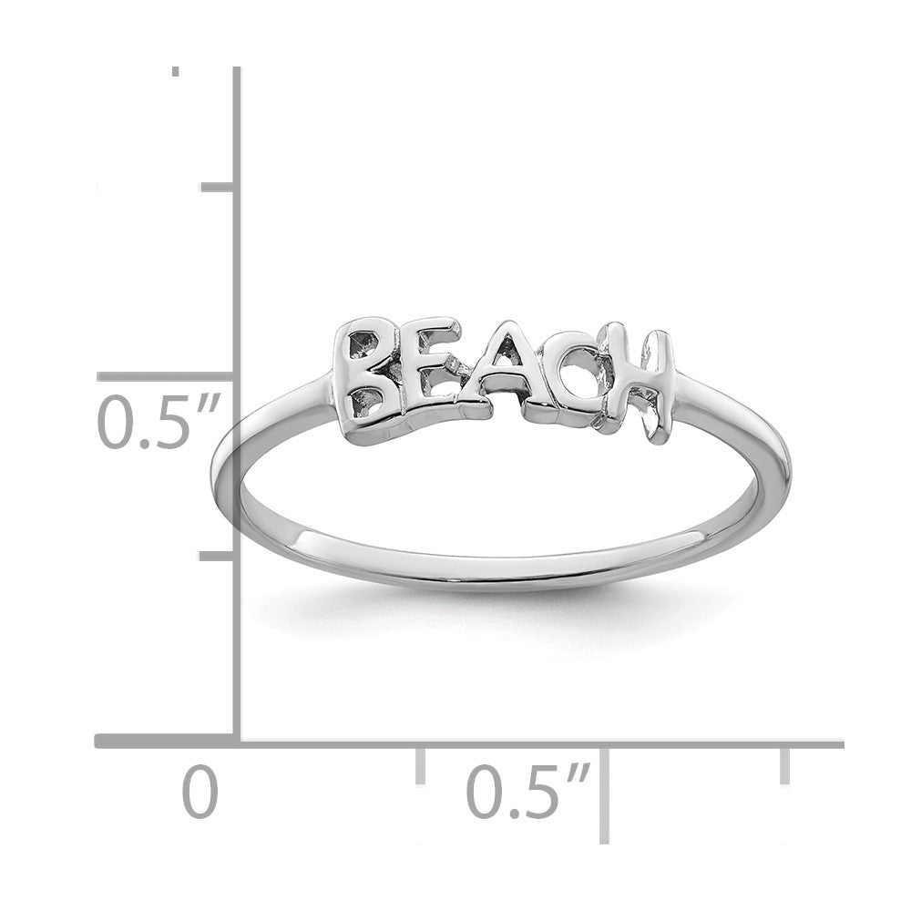 Sterling Silver Rhodium-plated Polished BEACH Ring