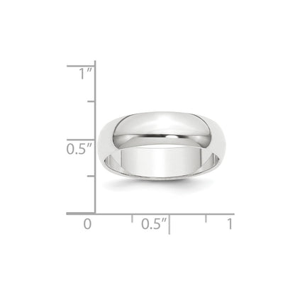 Platinum 6mm Half Round Featherweight Wedding Band Size 9.5
