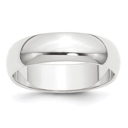 Platinum 6mm Half Round Featherweight Wedding Band Size 9.5