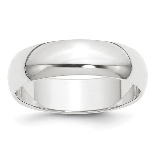 Platinum 6mm Half Round Featherweight Wedding Band Size 9.5