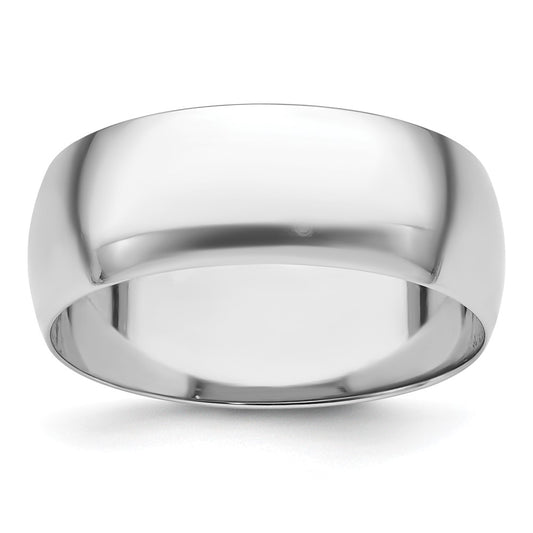 Platinum 8mm Half Round Featherweight Wedding Band Size 6.5