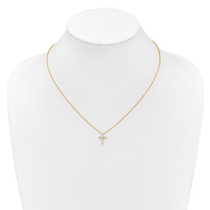 10k 1/4 carat Diamond Cross 18 inch Necklace