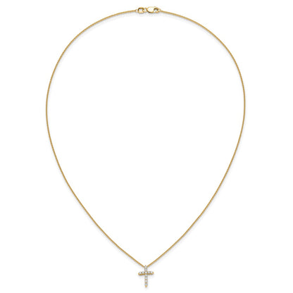 10k 1/4 carat Diamond Cross 18 inch Necklace
