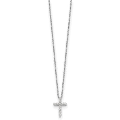 14k White Gold 1/4 carat Lab Grown Diamond VS/SI+ G+ Complete Cross Pendant