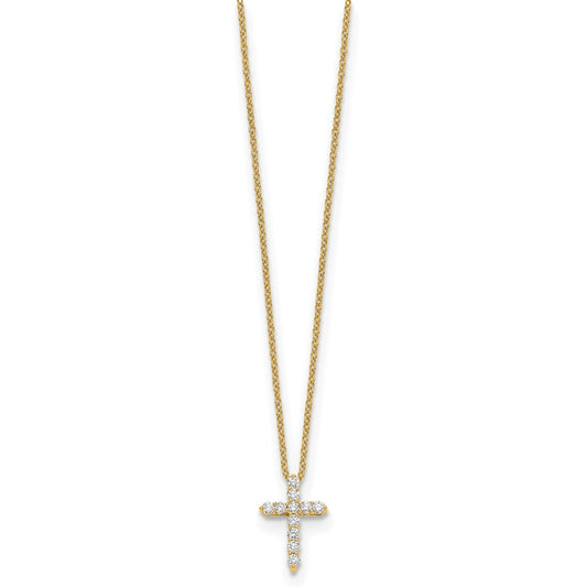 14k 1/4 carat Lab Grown Diamond VS/SI+ G+ Complete 18 inch Cross Pendant Necklace