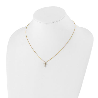 True Origin 14K Yellow Gold 1/4 carat Lab Grown Diamond VS+ F+ Complete 18 in Cross Necklace
